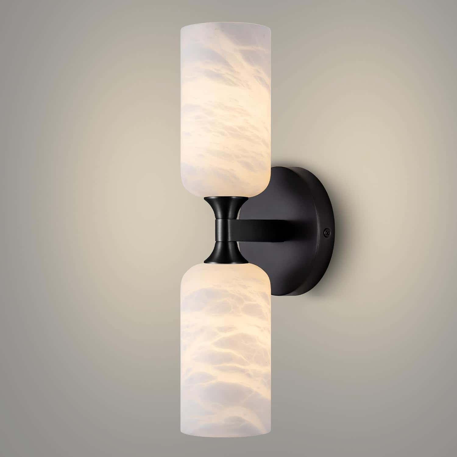 Monty Alabaster Linear Wall Sconce-Black
