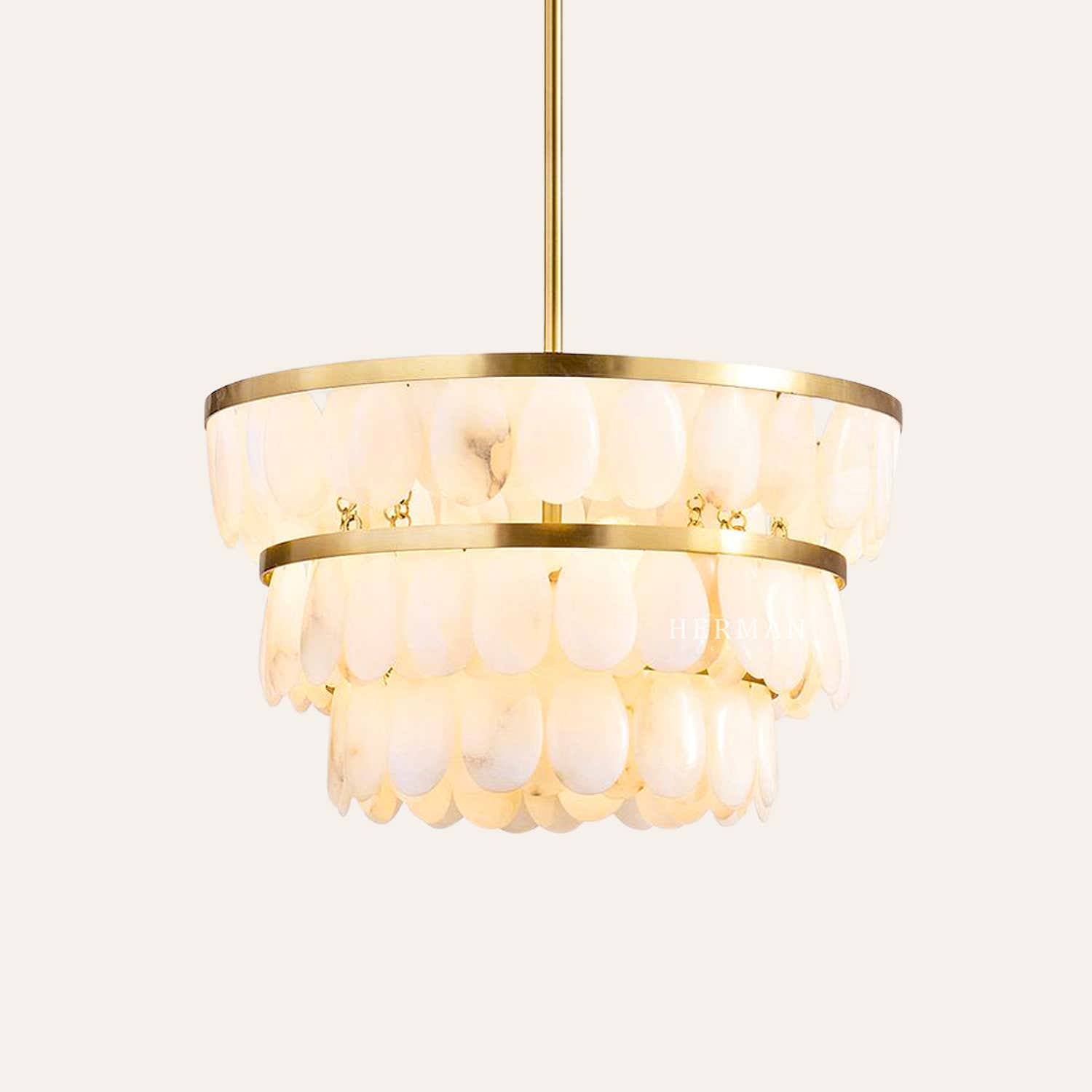 Solene Alabaster Tiered Round Chandelier 22"