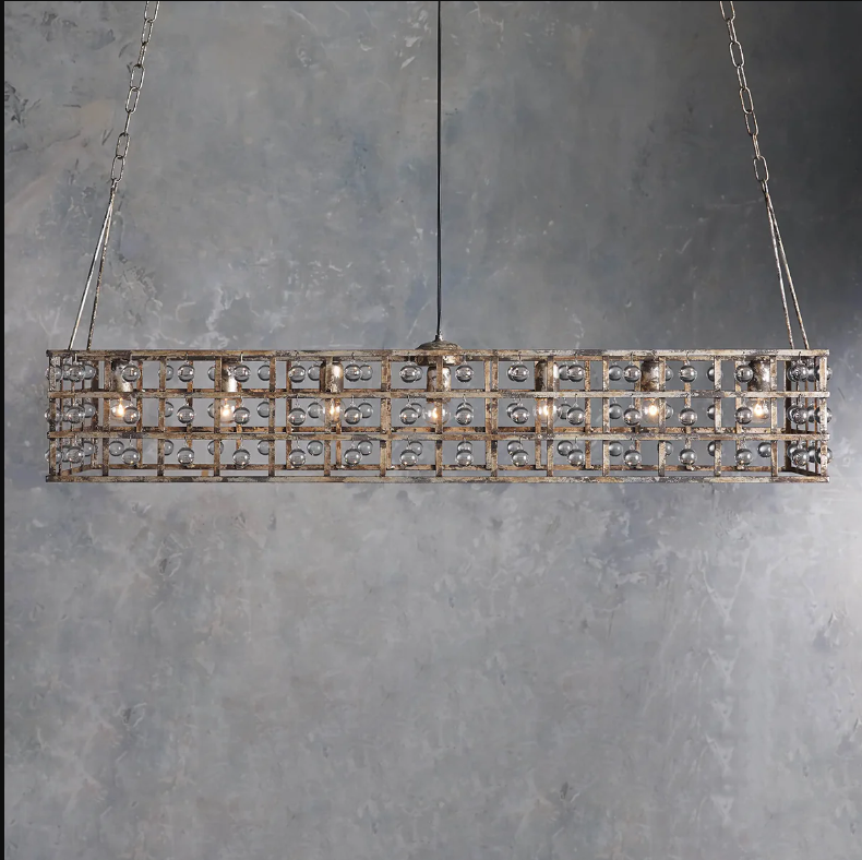 La Cage 50" Rectangular Chandelier in Silver