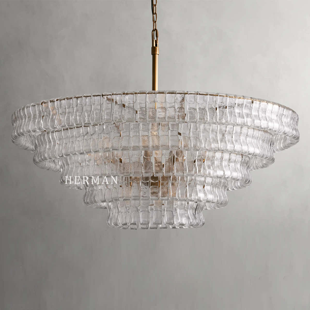 Amor 5-Tier Ghiaccio Glass Pendant Round Chandelier 48"