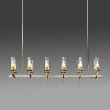 Cylinder Modernist Brass Chandelier