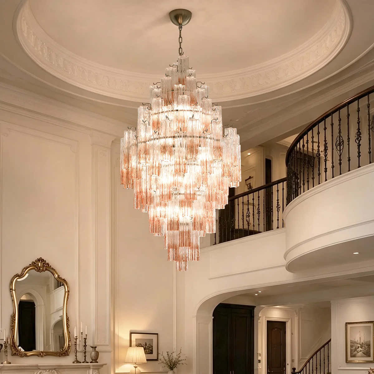 Petalia Murano Glass Diamond Chandelier 54"H - Ombre