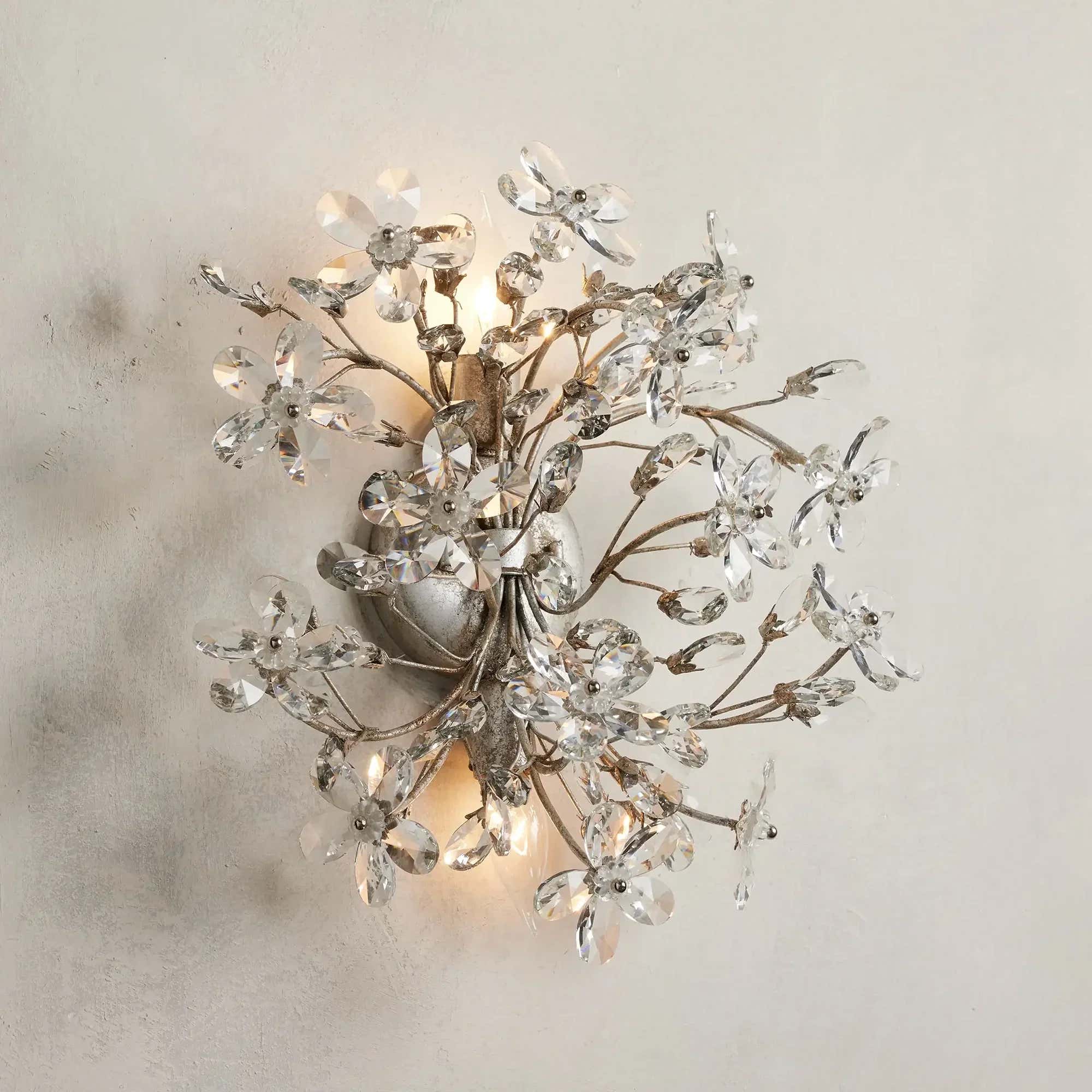 Fiore Crystal Flowers 2-Light Wall Sconce