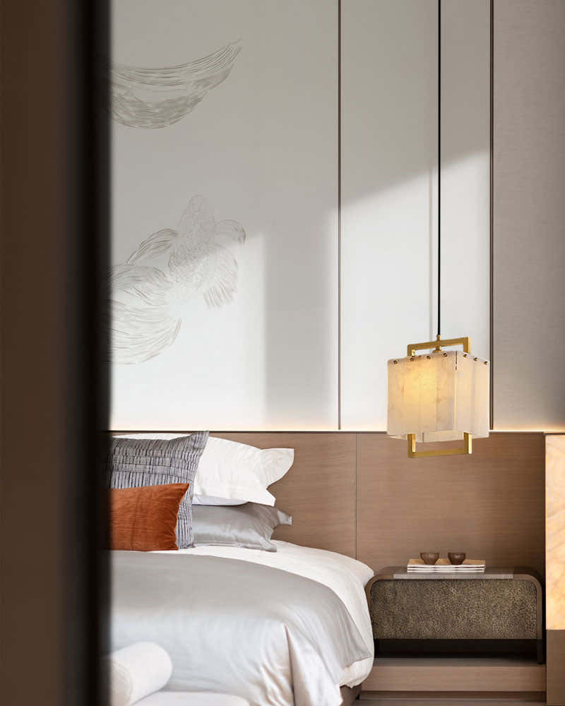 Elegant Cluster Alabaster Dome Suspension Light Lacquered Burnished Brass for hallway