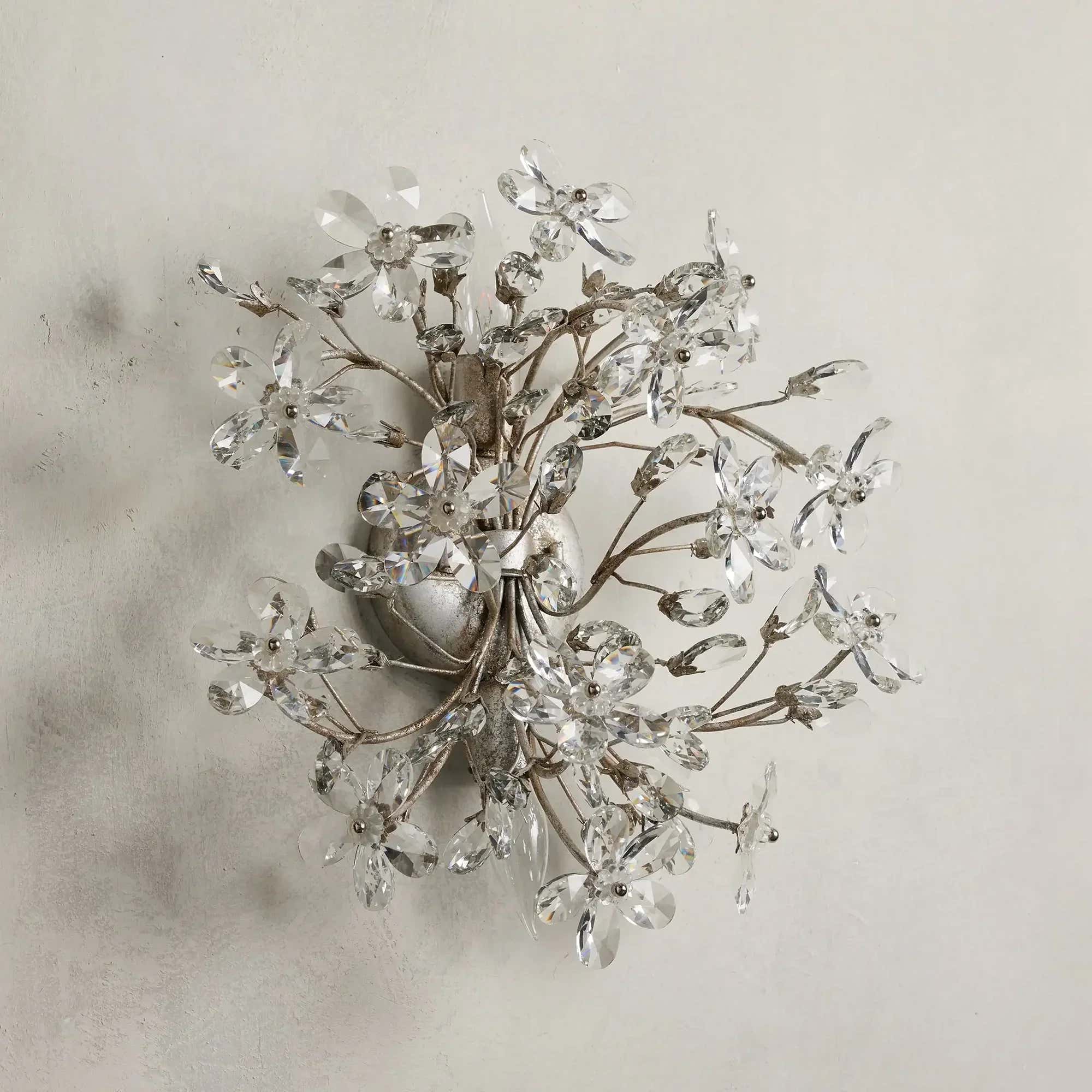 Fiore Crystal Flowers 2-Light Wall Sconce