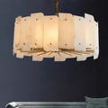 Alabaster Brass Dining Room Round Chandelier