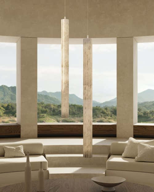 Vertical Roller Alabaster Pendant Light