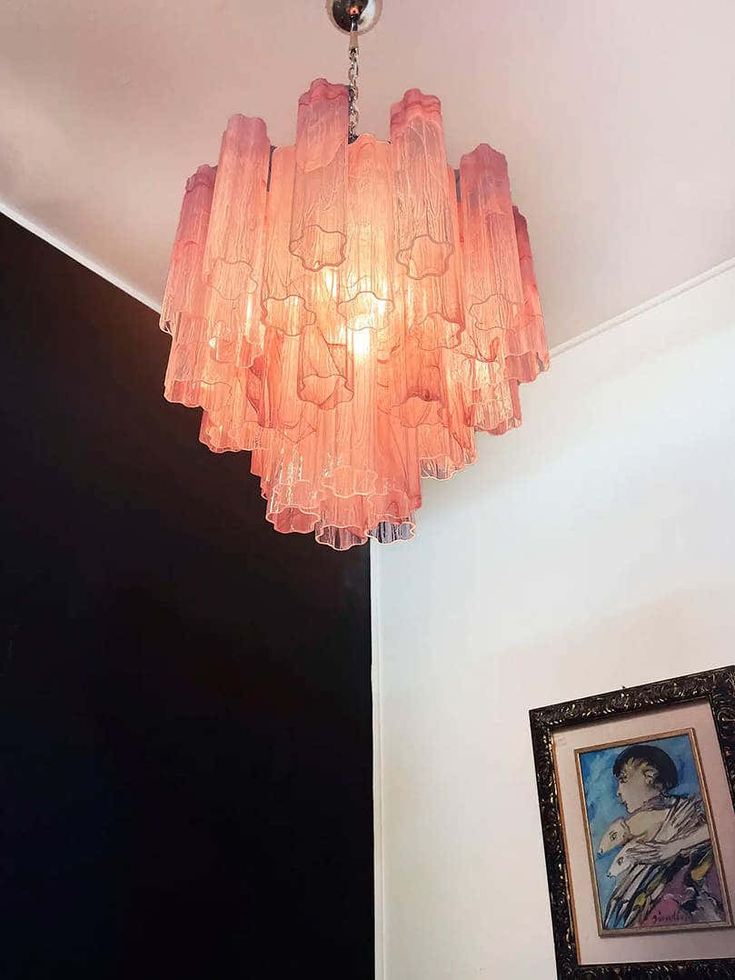 Murano Chandelier – 36 tubes – Alabaster Pink