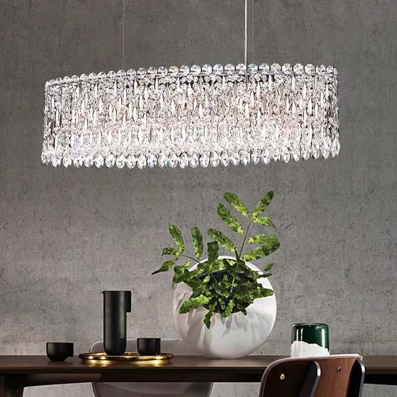 Modern Fashion Extra Large Oval Crystal Pendant Chandelier for Dining Room