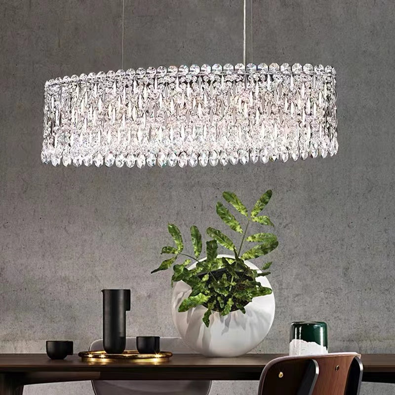 Modern Fashion Extra Large Oval Crystal Pendant Chandelier for Dining Room