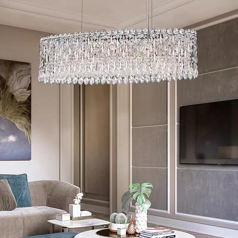 Modern Fashion Extra Large Oval Crystal Pendant Chandelier for Dining Room