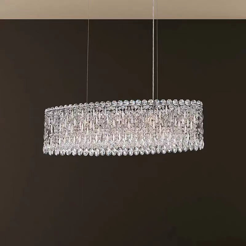 Modern Fashion Extra Large Oval Crystal Pendant Chandelier for Dining Room