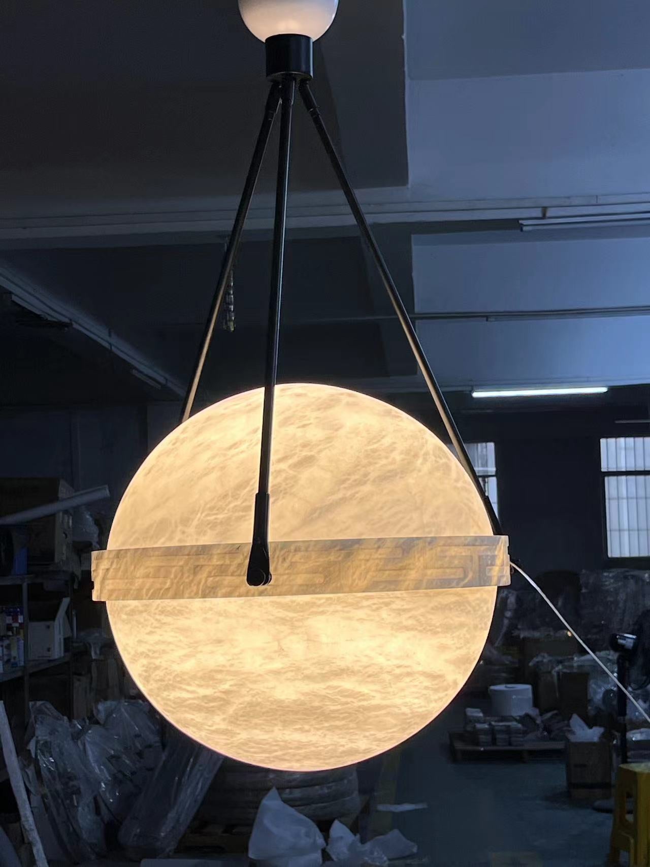 Alabaster Globe Pendant Light 10"D 20"D