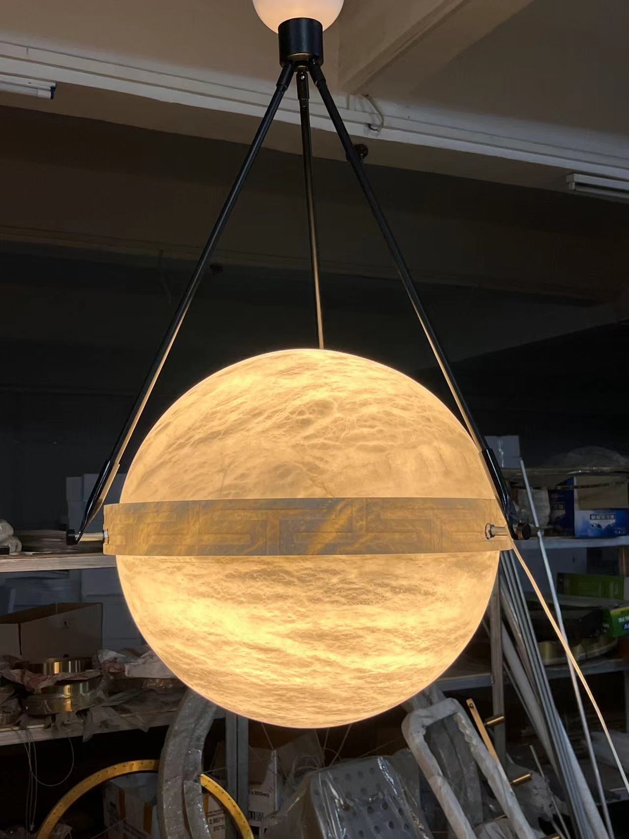 Alabaster Globe Pendant Light 10"D 20"D