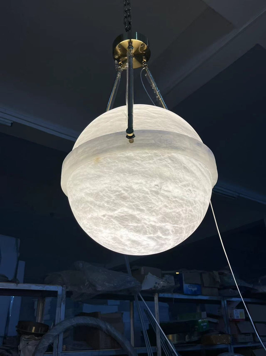 Alabaster Globe Pendant Light 10"D 20"D