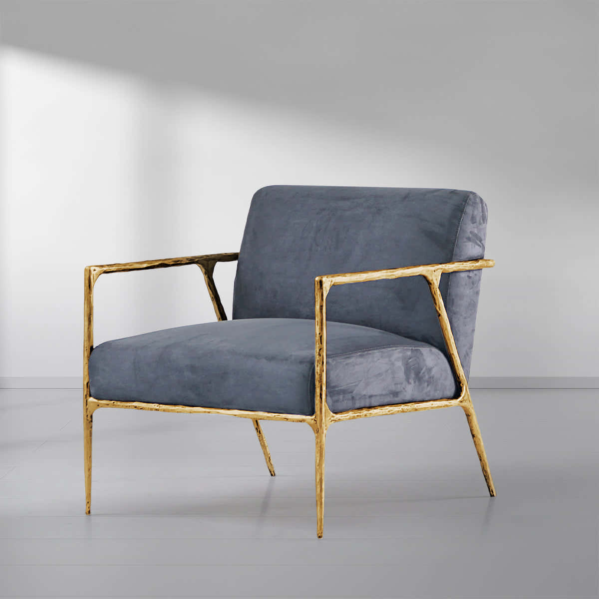 Hand-Forged Metal Retro Silver Iron Frame Track Armchair