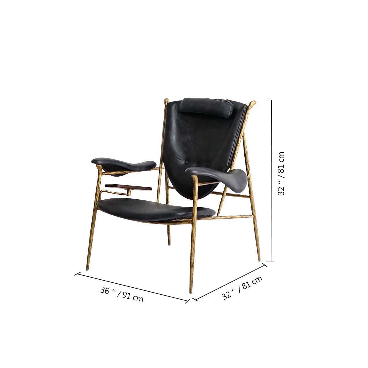 Hand-Forged Metal Enamel Wooden Plate Leather Armchair