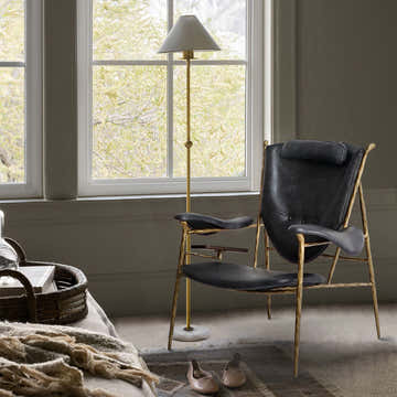 Hand-Forged Metal Enamel Wooden Plate Leather Armchair