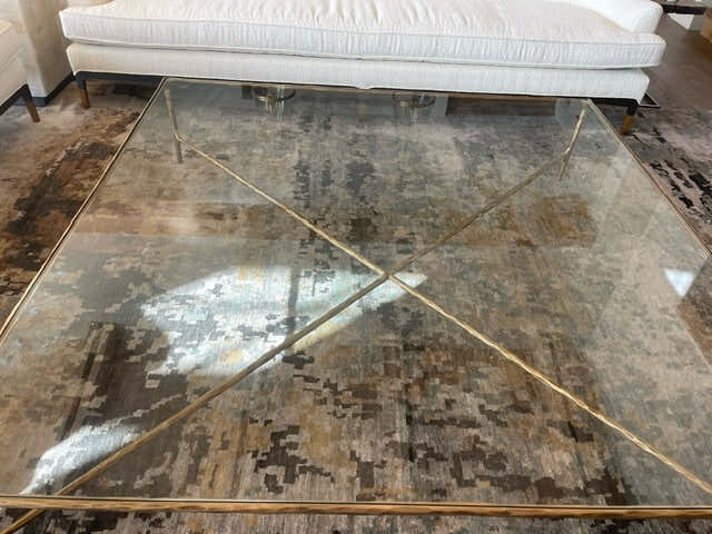 Hand-Forged Metal Square Glass Coffee Table