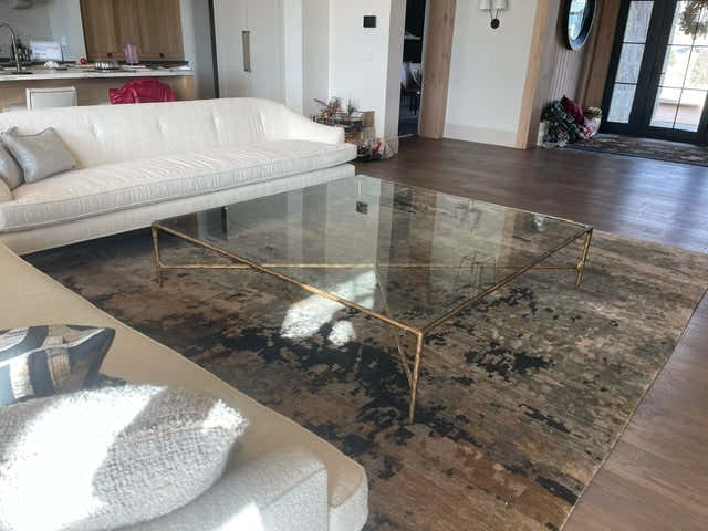 Hand-Forged Metal Square Glass Coffee Table