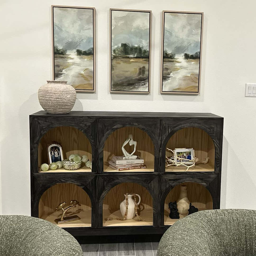 Hattie Arched Storage Cabinet  in Oak 60.75"W