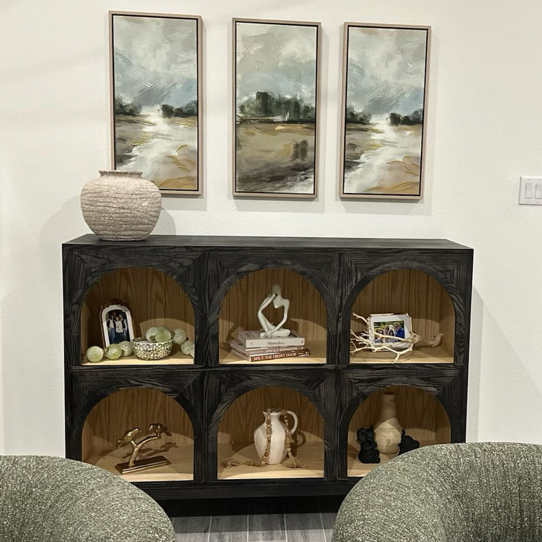 Hattie Arched Storage Cabinet  in Oak 60.75"W