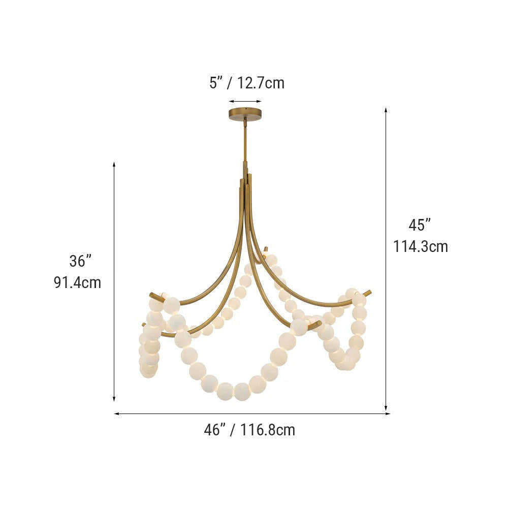 Cluster String Alabaster Beads Semi Flush Chandelier