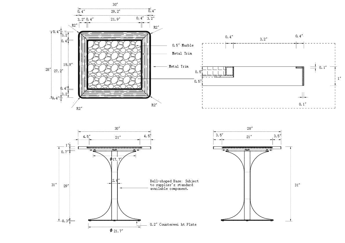 Restaurant Project---Square dining table