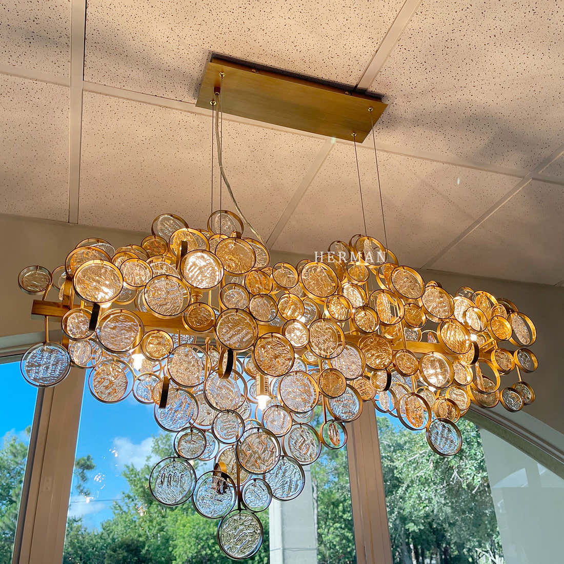 Trento Clustered Glass Linear Chandelier 55"