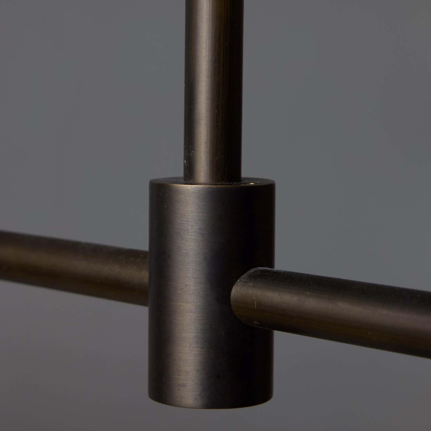 Brass and Alabaster Globes Asymmetrical Line Chandelier