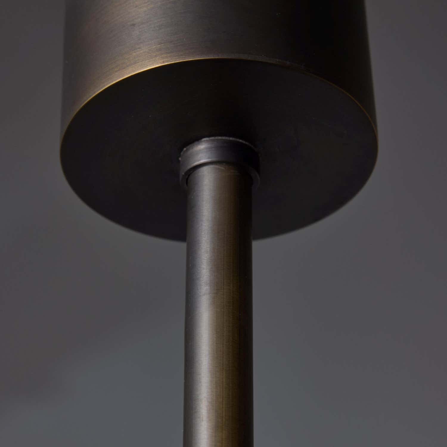 Brass and Alabaster Globes Asymmetrical Line Chandelier
