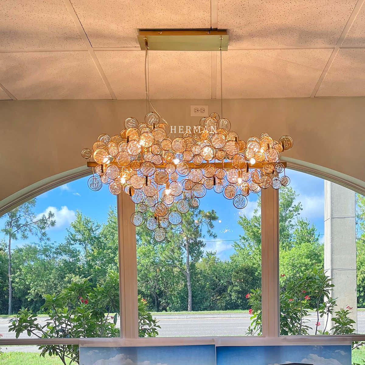 Trento Clustered Glass Linear Chandelier 55"