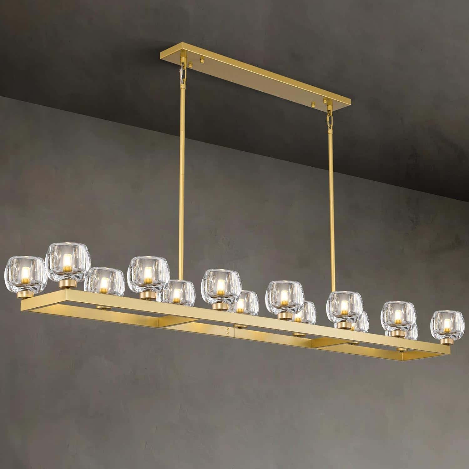 Modern Crystal Rectangle Wagon Wheel Chandeliers