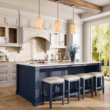 Custom Stone Kitchen Island - blue