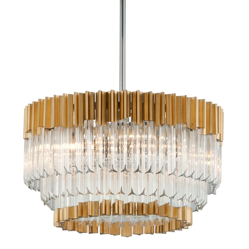 Charisma 10 Light Pendant - Gold Leaf W Polished Stainless