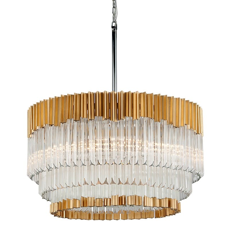 Charisma 8 Light Pendant - Gold Leaf W Polished Stainless