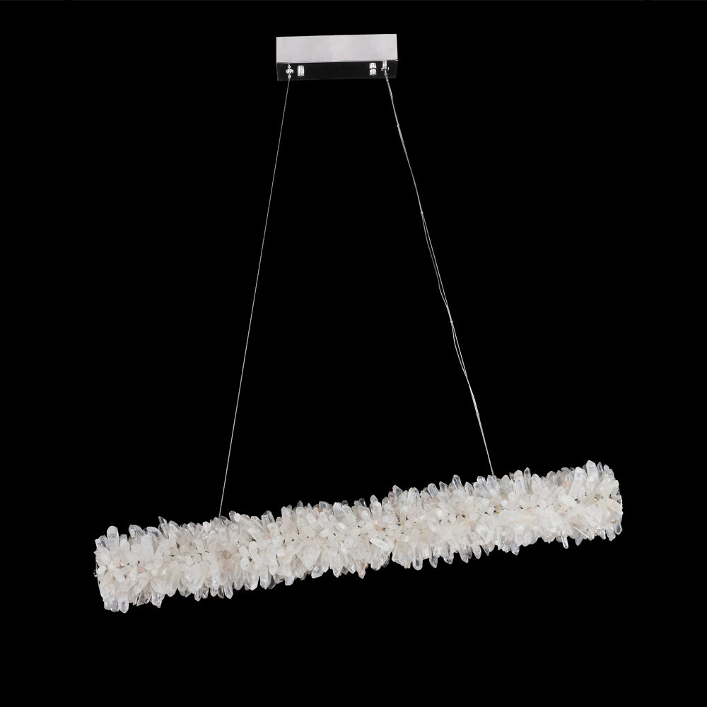 Modern Linear Geode Quartz Crystal Pendant Light