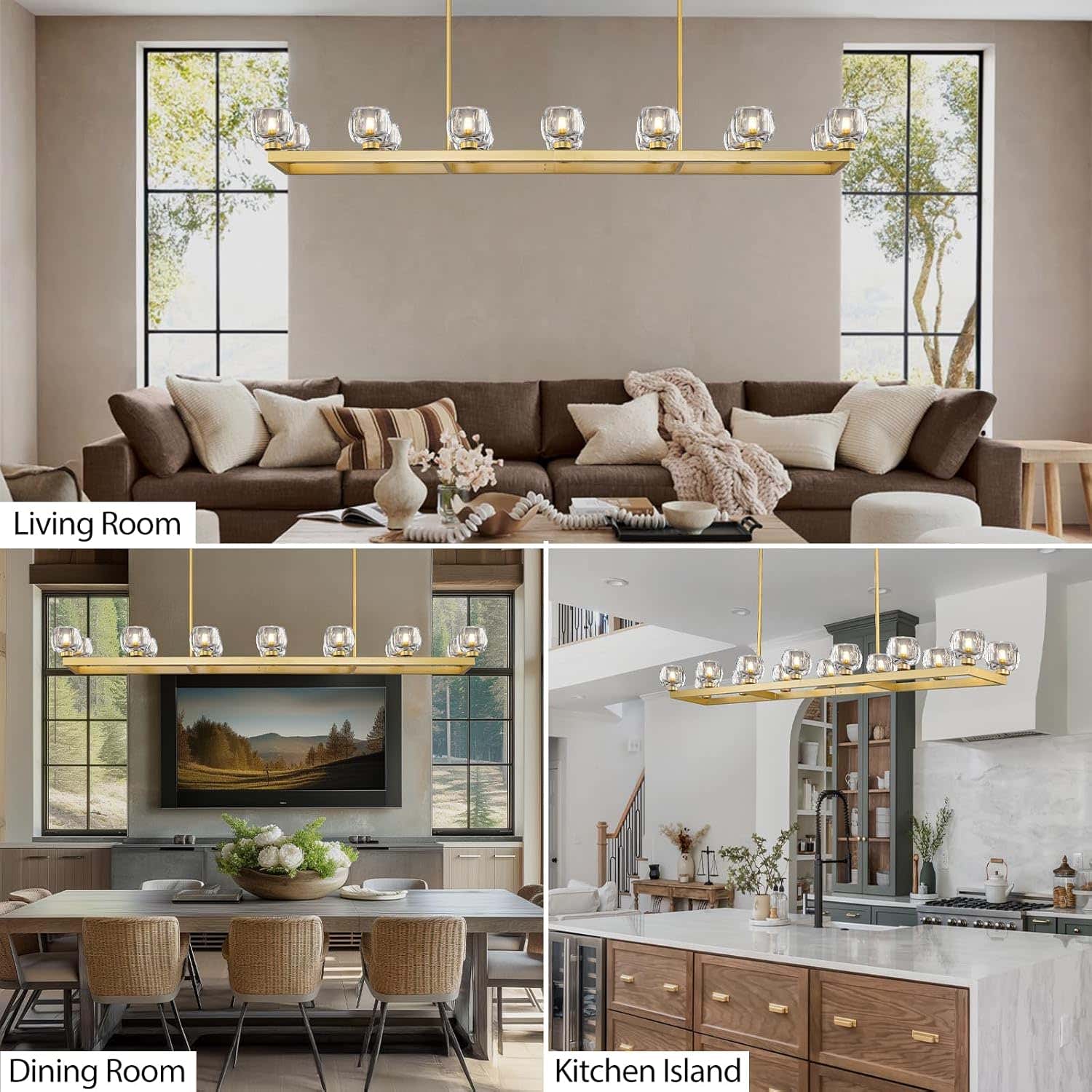 Modern Crystal Rectangle Wagon Wheel Chandeliers