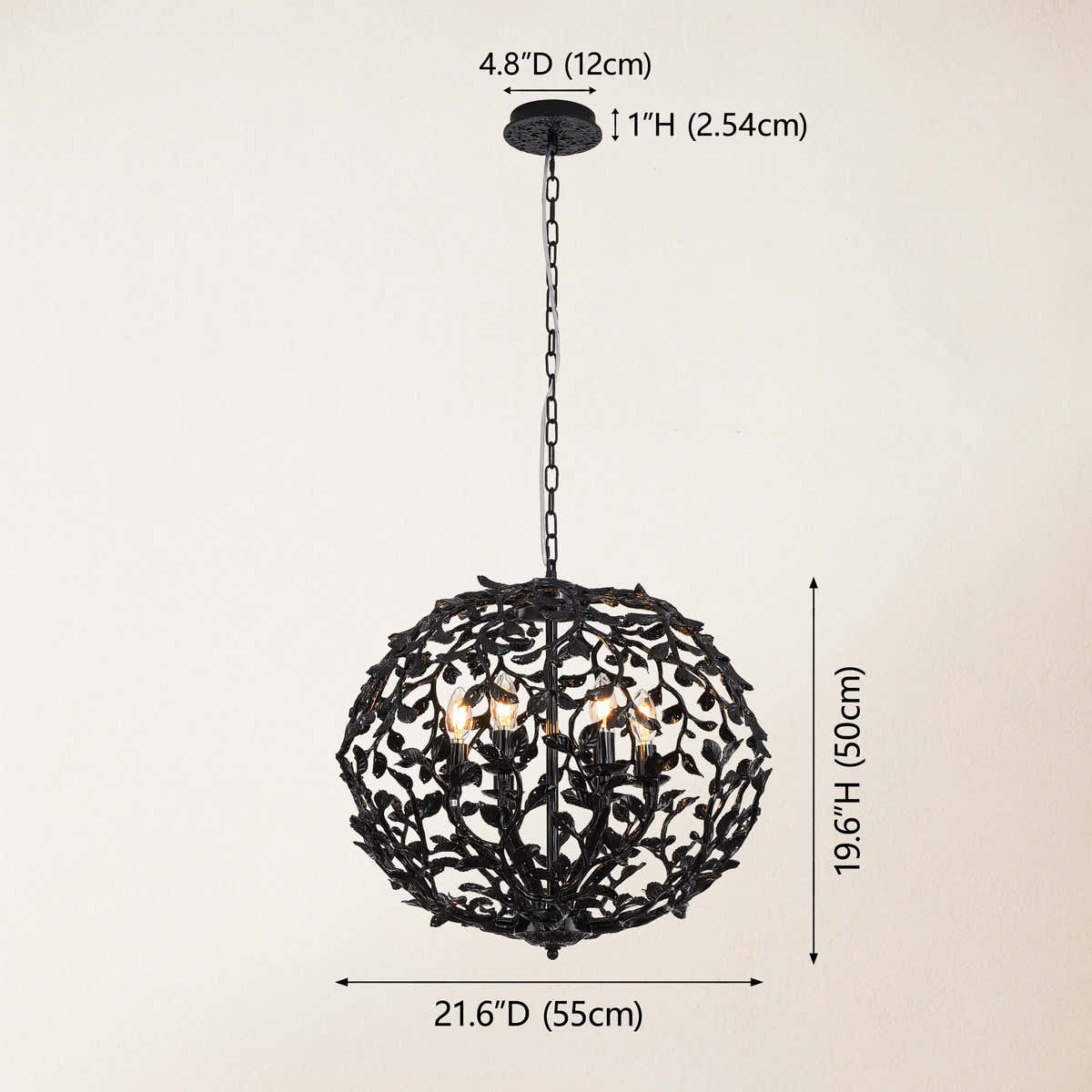 Elara Black Spherical Cage Chandelier 22"D