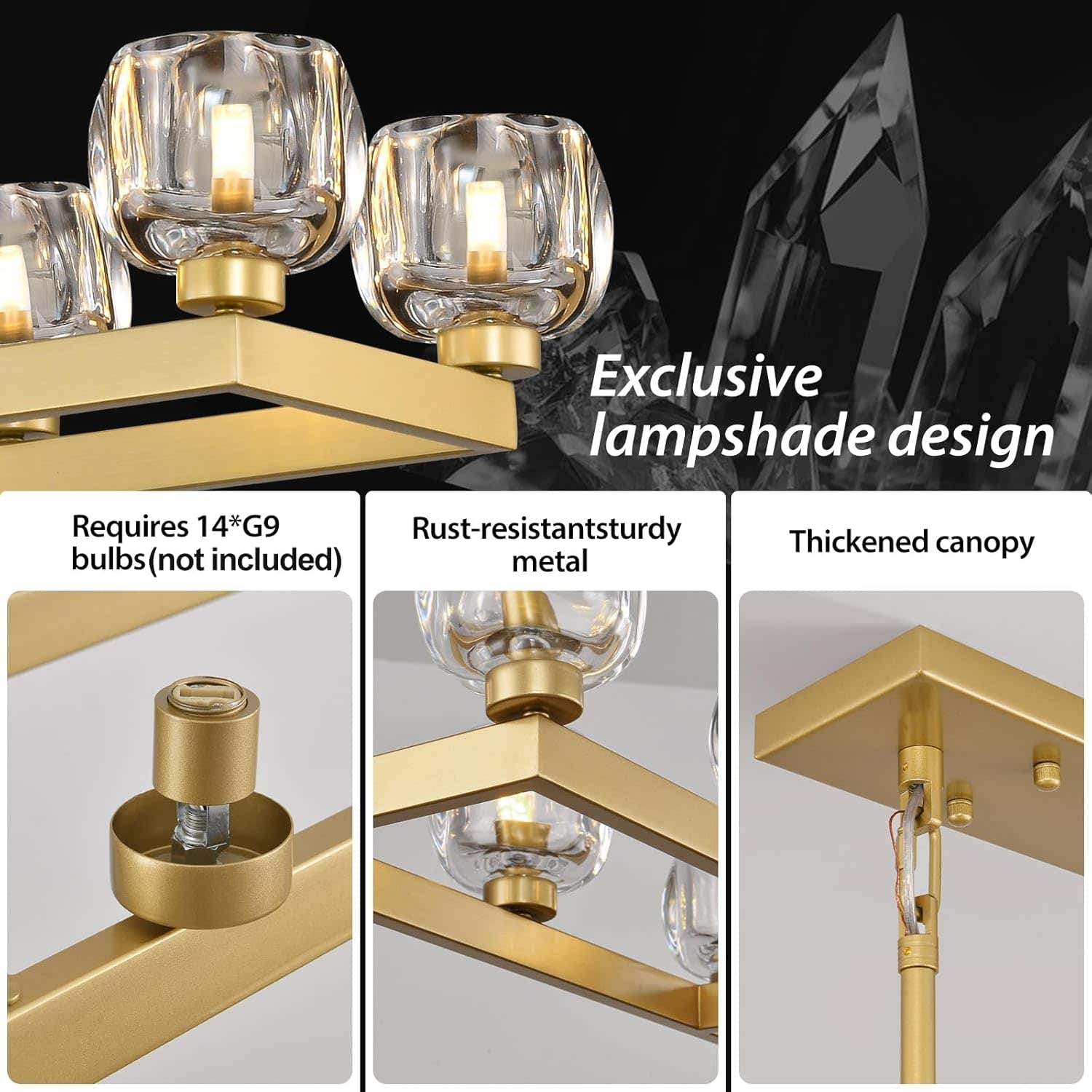 Modern Crystal Rectangle Wagon Wheel Chandeliers