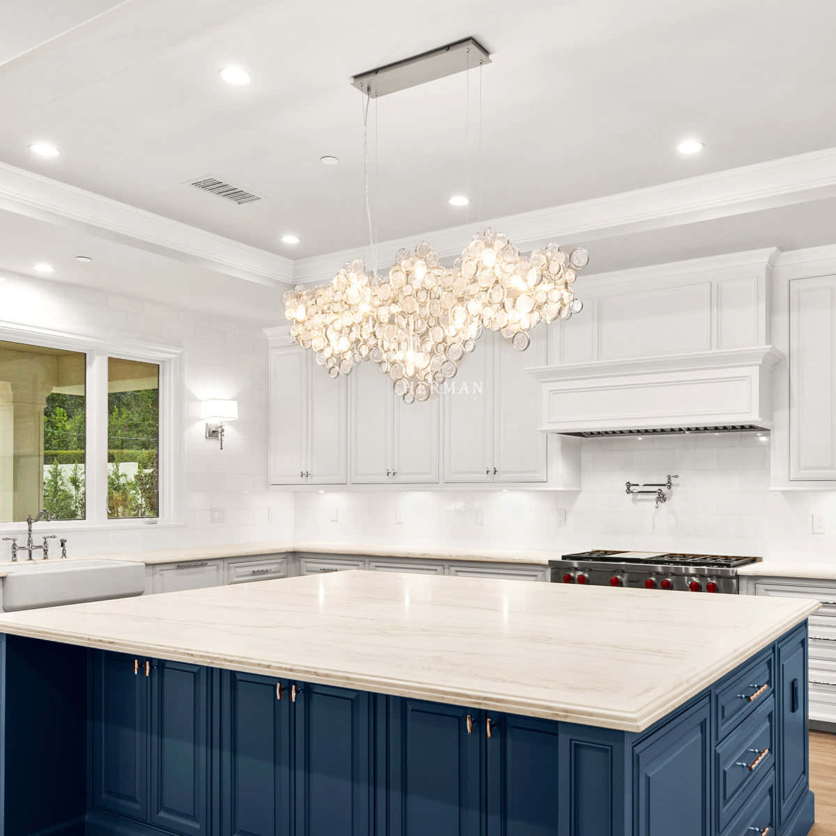 Trento Clustered Glass Linear Chandelier 40"