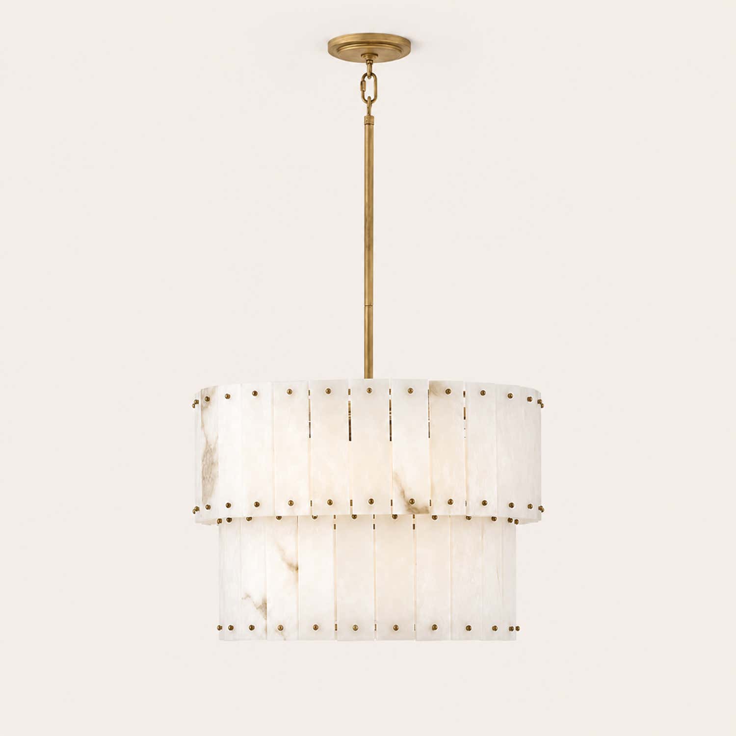 Simona Alabaster Round 2-Tier Chandelier 17.5"D 24"D