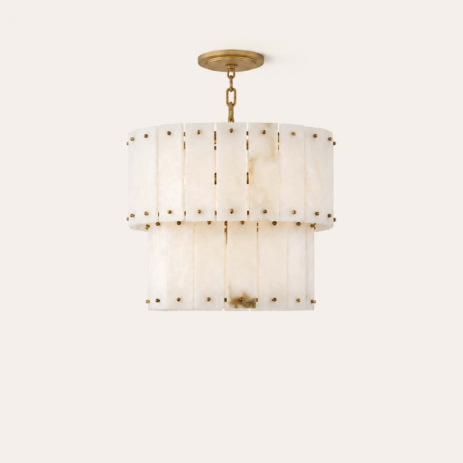 Simona Alabaster Round 2-Tier Chandelier 17.5"D 24"D