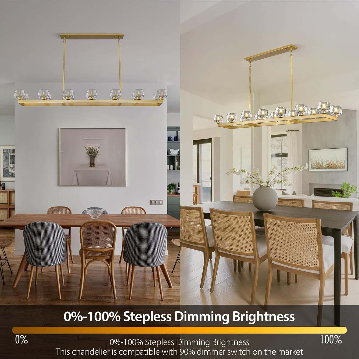Modern Crystal Rectangle Wagon Wheel Chandeliers