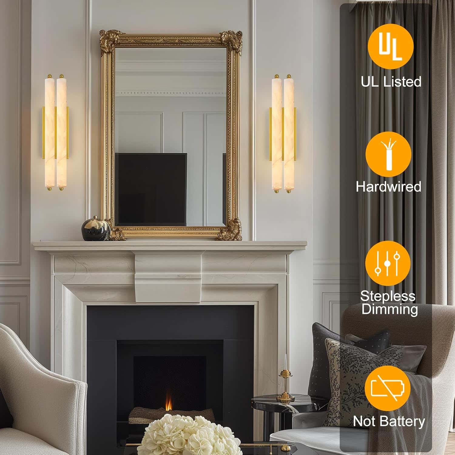 Elegant Alabaster Handcrafted Wall Sconce