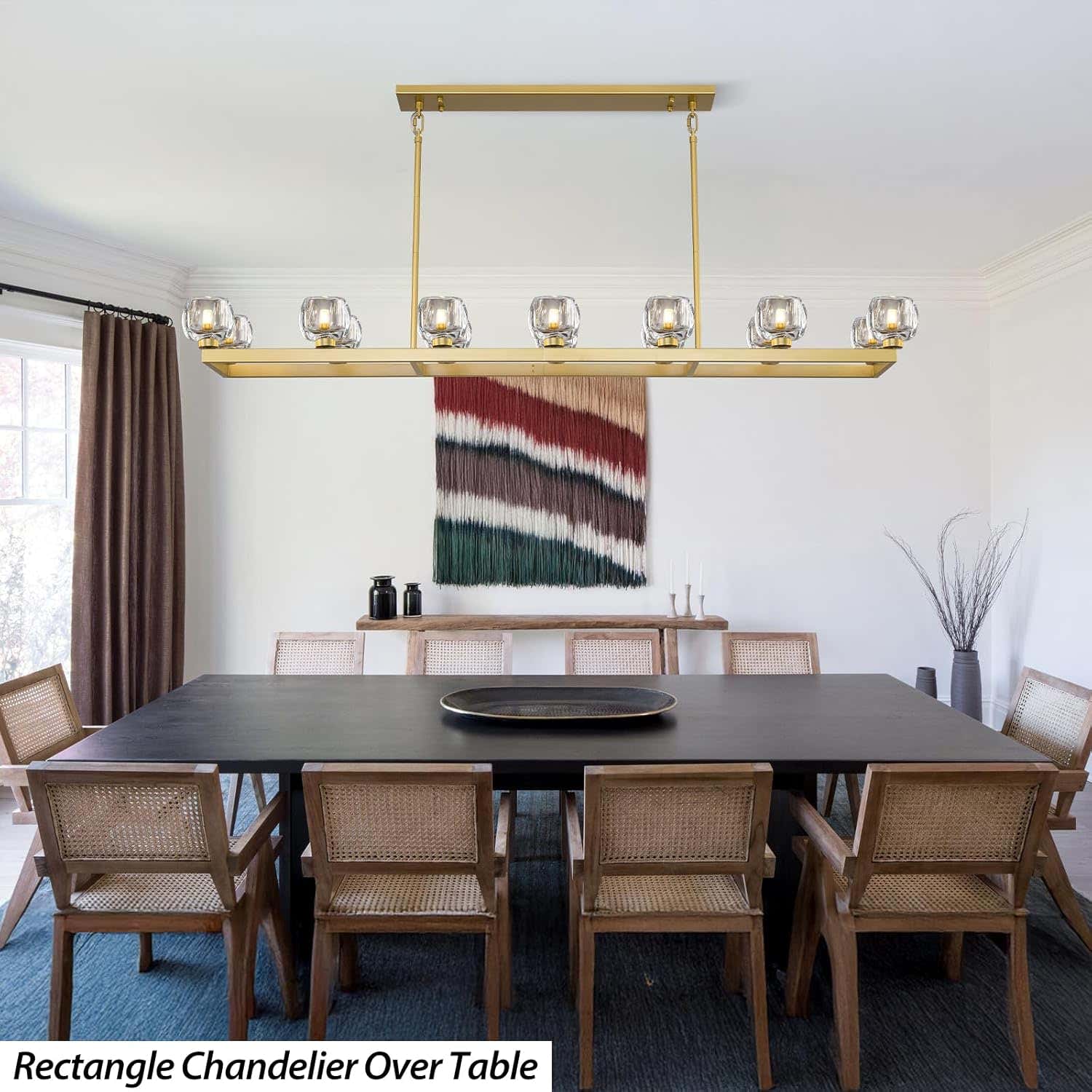 Modern Crystal Rectangle Wagon Wheel Chandeliers