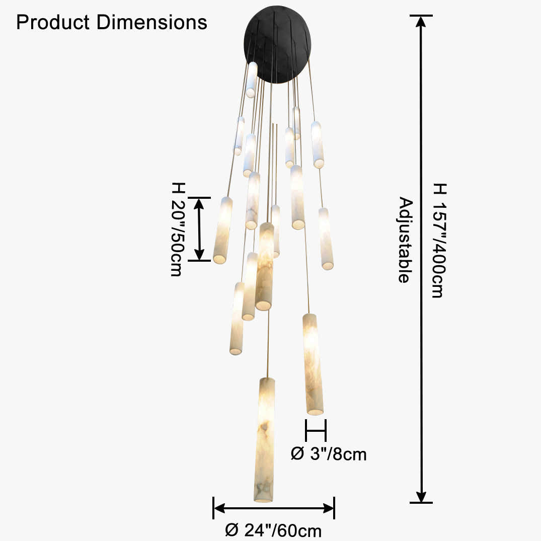 Alabaster Tube Staircase Chandelier