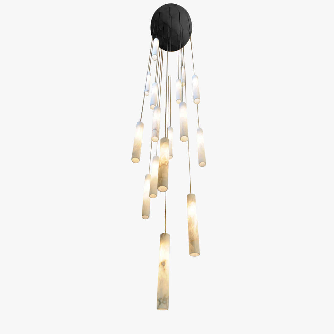 Alabaster Tube Staircase Chandelier
