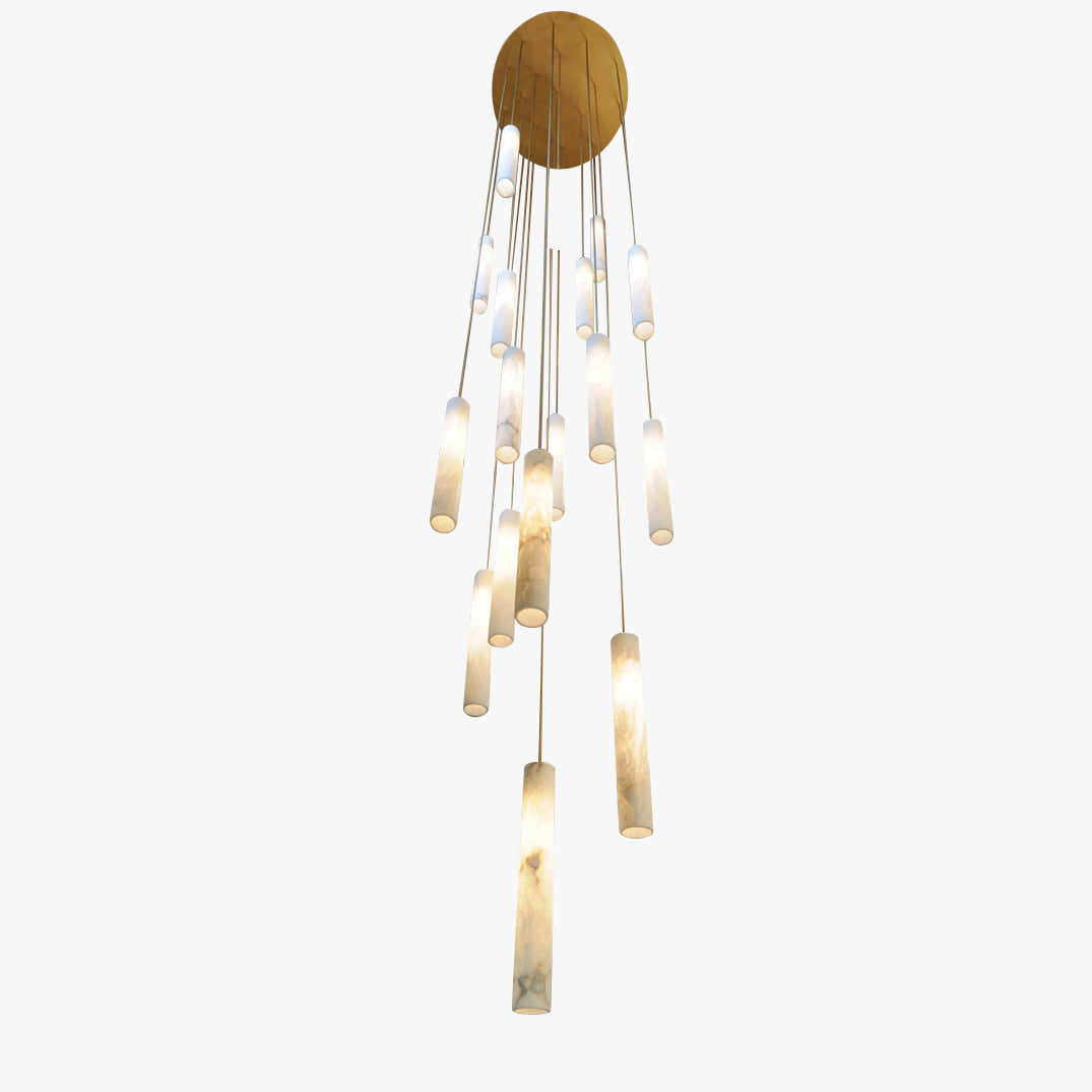 Alabaster Tube Staircase Chandelier