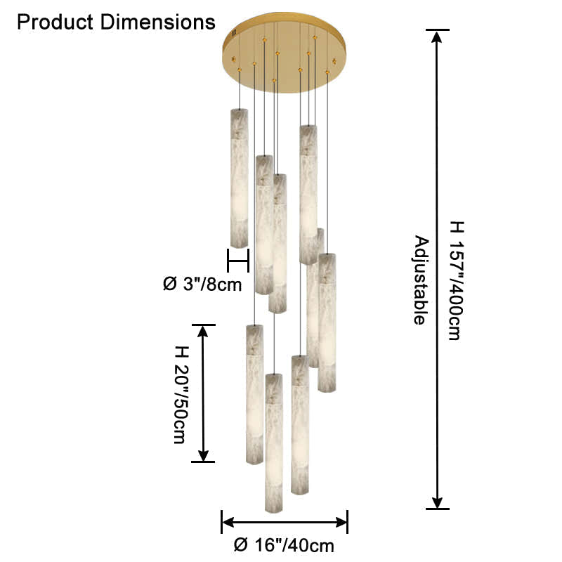 Alabaster Tube Staircase Chandelier